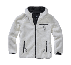 Brandit Worker flis jakna s kapuljačom Teddyfleece, bijela