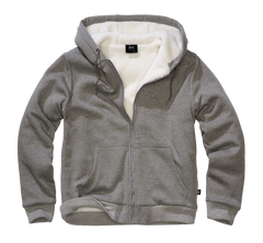 Brandit Sweatjacket muški pulover s toplom podstavom Teddylining, tamnosivi melange