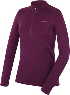 HUSKY Aron Zip ženski merino pulover, deep magenta