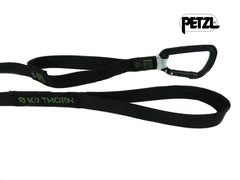 K9 Thorn povodac s dvostrukim hvatom i karabinerom Petzl, crni, L