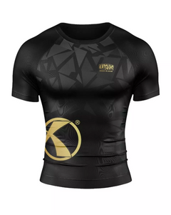 Katsudo Virago rashguard s kratkim rukavom, crno-zlatni