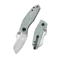 KUBEY Monsterdog sklopivi nož Damascus & Green