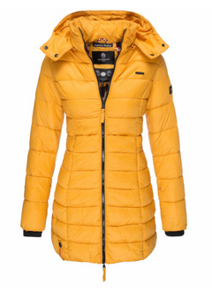 Marikoo ABENDSTERNCHEN ženski prošiveni kaput s kapuljačom, žuti