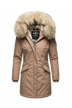 Navahoo Cristal ženska zimska jakna s kapuljačom i krznom, Taupe grey