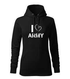 DRAGOWA ženski i love army pulover s kapuljačom 320 g/m², crni