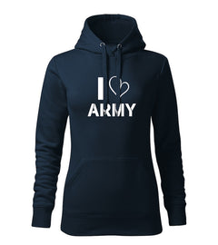 DRAGOWA I love army ženski pulover s kapuljačom 320 g/m², tamnoplavi