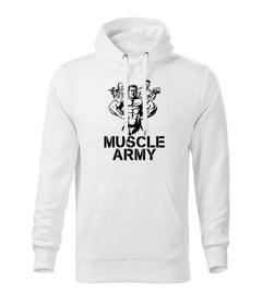 DRAGOWA muscle army team muški pulover s kapuljačom 320 g/m², bijeli