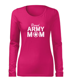 DRAGOWA Slim ženska army mom majica s dugim rukavom 160 g/m², ružičasta