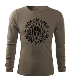DRAGOWA Fit-T majica s dugim rukavom Molon Labe 160 g/m², maslinasto zelena