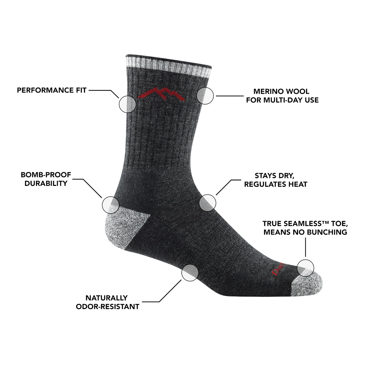 Darn Tough Hiker Micro Crew Midweight planinarske čarape s amortizacijom, Walnut