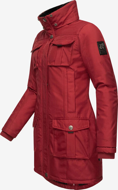 Navahoo Tiniis ženska zimska jakna s kapuljačom, Blood red