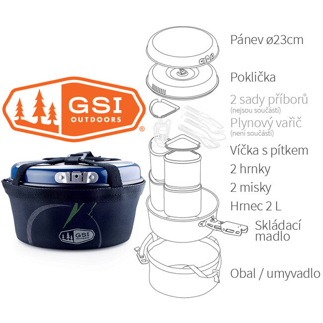 GSI Outdoors Bugaboo Backpacker set posuđa za 2 osobe 2 l