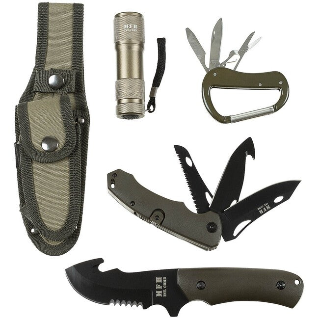 MFH set noževa s futrolom plastična ručka, OD green