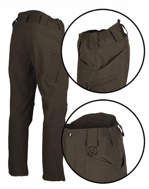 Mil-Tec Assault podstavljene softshell hlače, maslinasto zelene