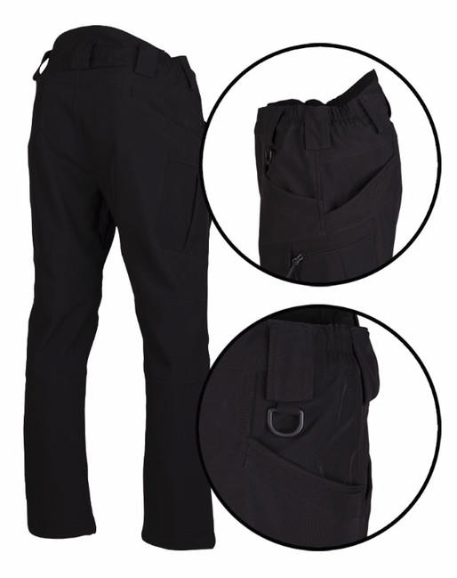 Mil-Tec Assault podstavljene softshell hlače, crne
