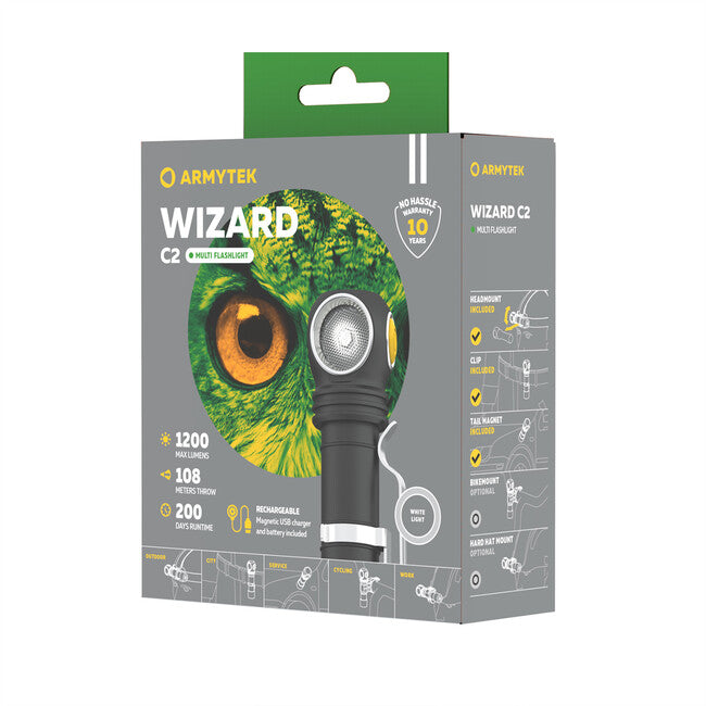 ArmyTek Wizard C2 Magnet naglavna svjetiljka LED s magnetskim držačem napajanje iz akumulatora 1200 lm 4800 h 64 g, White