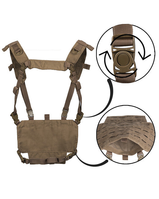 Mil-Tec CHEST RIG prsluk taktički lagani s LASER panelom, dark coyote