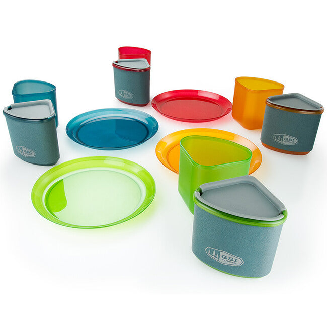 GSI Outdoors Infinity 4 Person Compact Tableset kamping set posuđa za 4 osobe, Multicolor