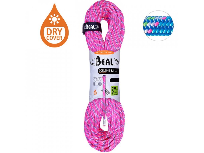 BEAL Ice Line Unicore penjačko polu-uže 8,1 mm 2 × 50 m, fuksija / plavo