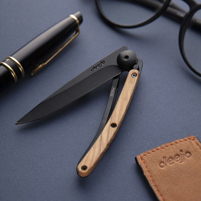 Deejo sklopivi nož, olive wood crni