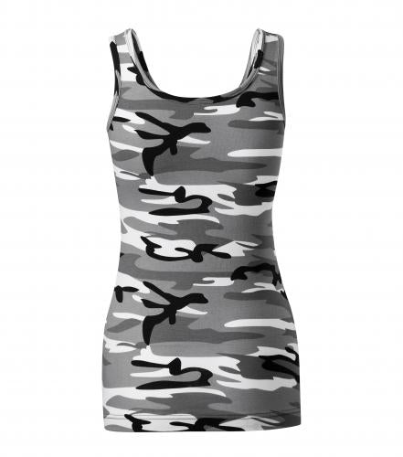 Malfini Camouflage ženska majica bez rukava 180g/m2, gray