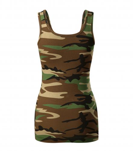 Malfini Camouflage ženska majica bez rukava 180g/m2, brown