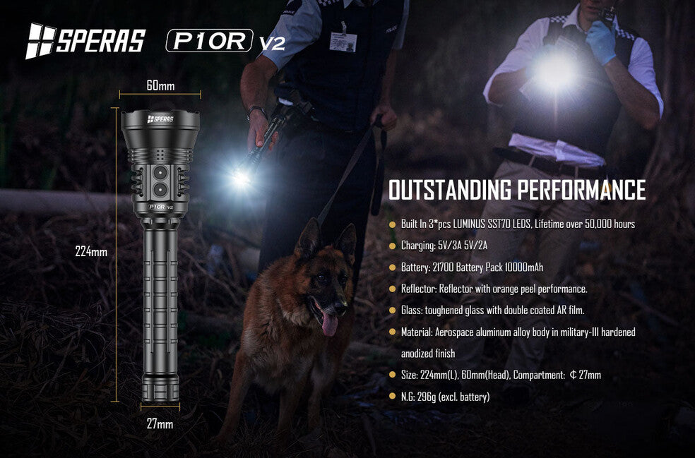 Speras P10R V2 punjiva LED svjetiljka 10000LM