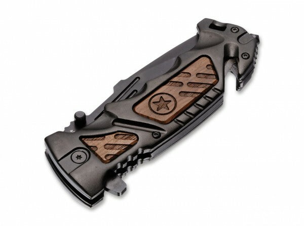 BÖKER® AK-14 nož 9,3 cm, crni, aluminij, drvo, futrola od najlona