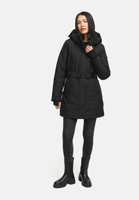 Navahoo FROSTKUSS 14 parka zimska ženska s odvojivom kapuljačom i remenom, crna