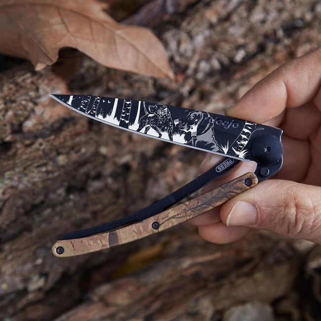 Deejo Tattoo sklopivi nož black brown camo Hunting Day
