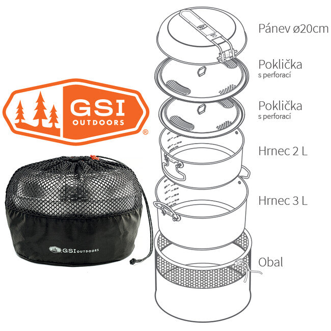 GSI Outdoors Glacier set posuđa za kampiranje 2+3 l