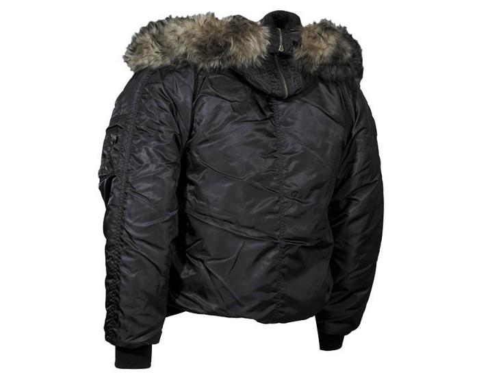 MFH N2B najlonska bomber jakna s krznom, crna
