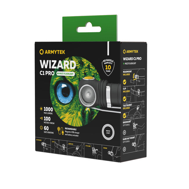 ArmyTek Wizard C1 Pro LED naglavna svjetiljka s magnetskim držačem i napajanjem iz akumulatora Magnet White, 1000 lm, 1440 h, 55 g