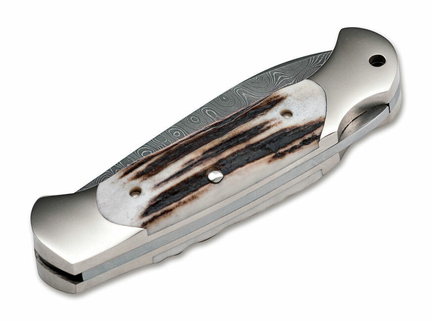 BÖKER® Scout Spearpoint džepni nož 7,9 cm, damast, rog