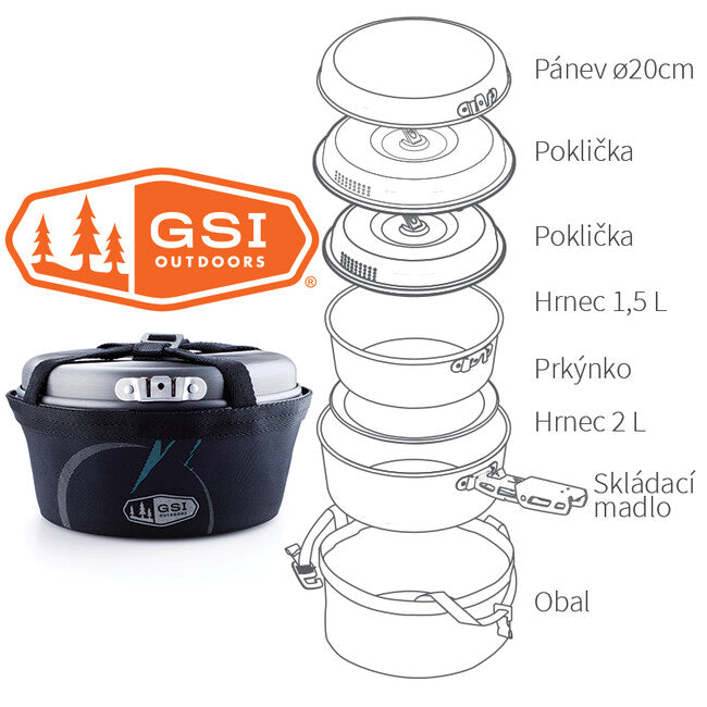 GSI Outdoors Pinnacle Base Camper kamping set posuđa