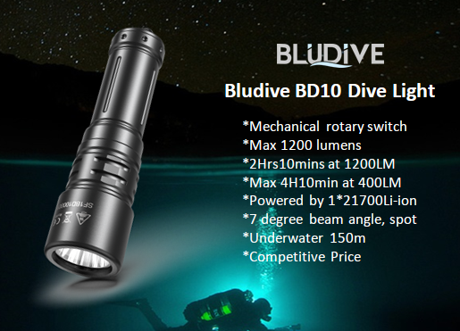 Bludive BD10 ronilačka svjetiljka, crna