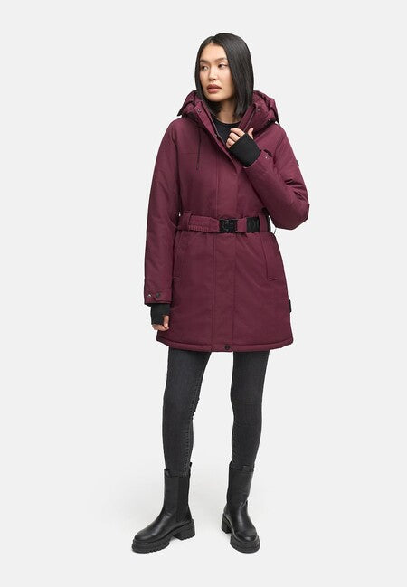 Navahoo FROSTKUSS 14 parka zimska ženska s odvojivom kapuljačom i remenom, wine