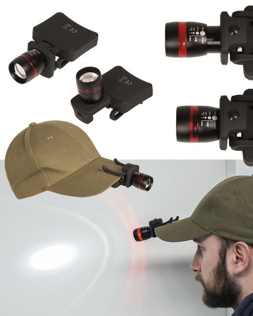 Mil-Tec LED CREE naglavna svjetiljka na kapu sa šiltom, crna