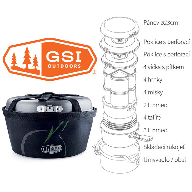 GSI Outdoors Pinnacle Camper kamping set posuđa za 4 osobe
