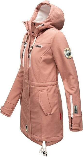 Marikoo Zimtzicke ženska softshell jakna zimska s kapuljačom, terakota