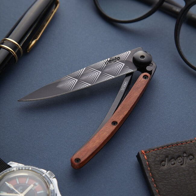 Deejo Tattoo sklopivi nož Art Déco, black coralwood