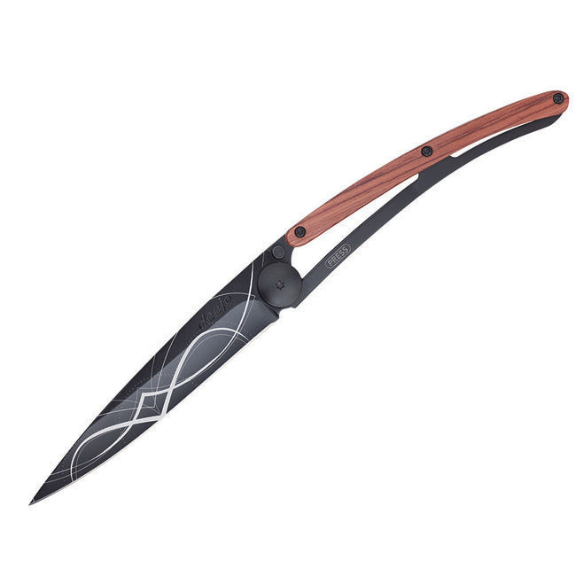 Deejo Infinity set 2 noža drop point black tattoo coralwood