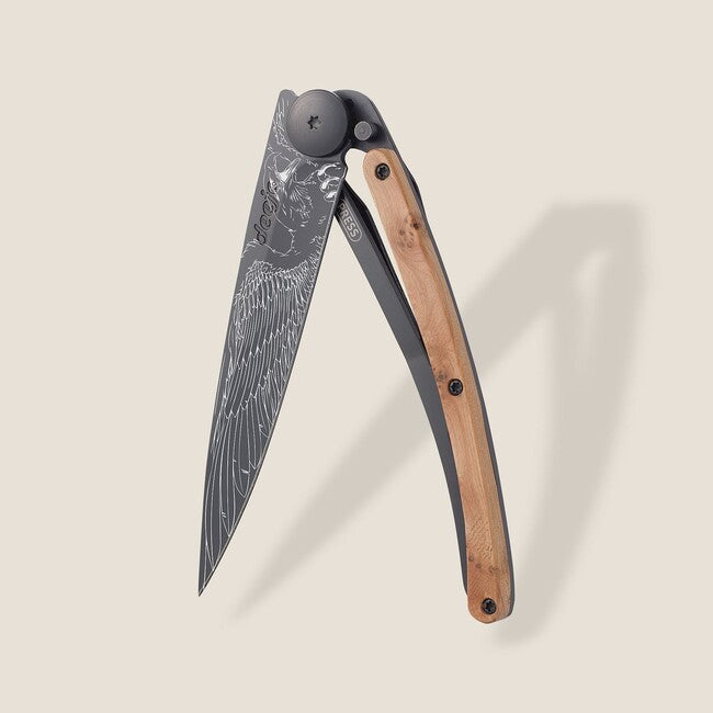 Deejo Tattoo Biker Eagle sklopivi nož crni juniper wood