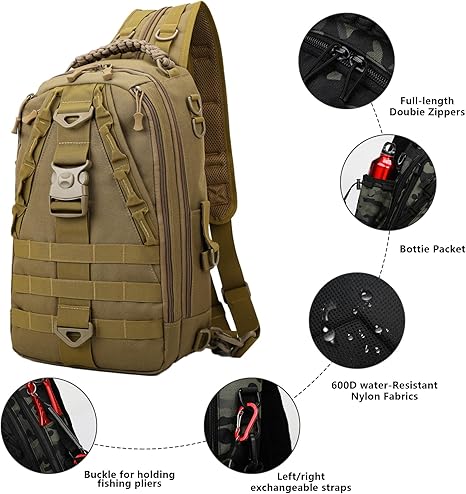 DRAGOWA TACTICAL Charlie jednoramenski ruksak 20 L, khaki