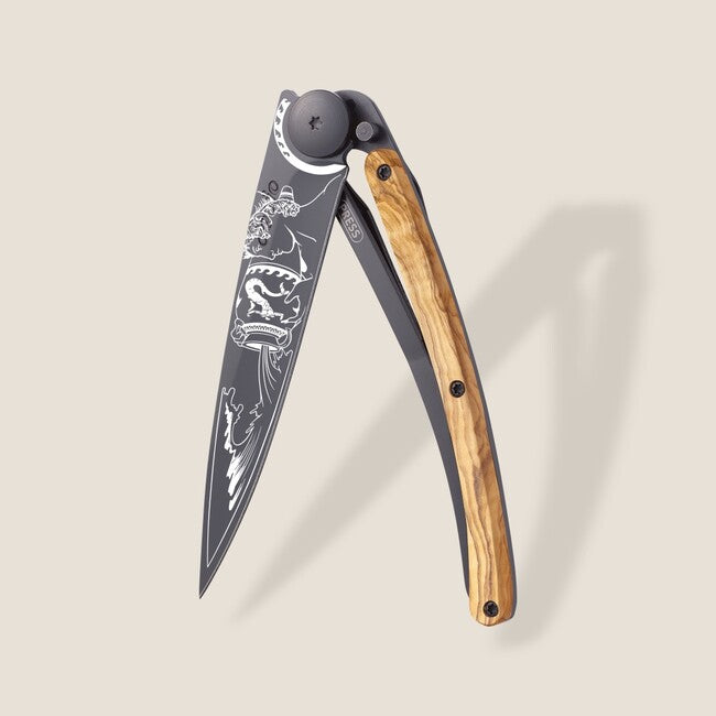 Deejo Tattoo sklopivi nož Black olive wood Aquarius
