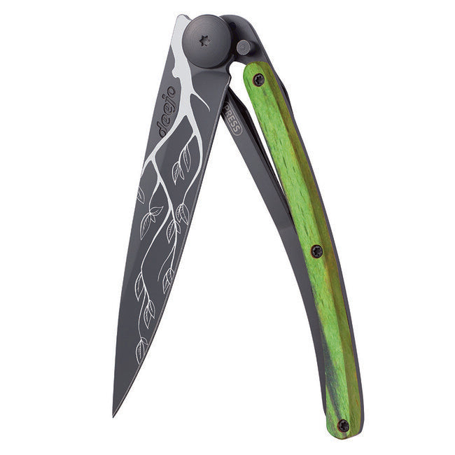 Deejo sklopivi nož Tree Black tattoo green beech