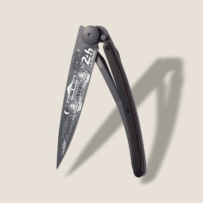 Deejo Tattoo sklopivi nož 24h Le Mans ebony wood crni, Night