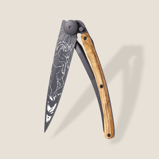 Deejo Tattoo sklopivi nož Black olive wood Aries