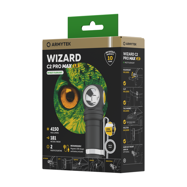 ArmyTek Wizard C2 Pro Max LR džepna svjetiljka LED s klipom na remen, s torbom, napajanje iz akumulatora, 4150 lm, White