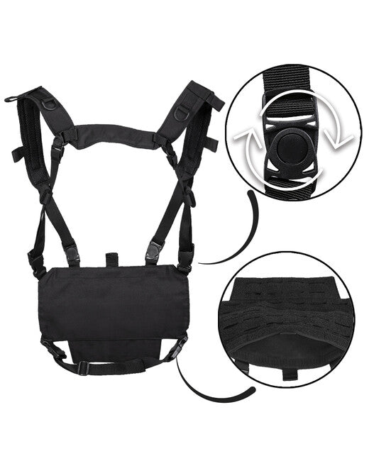 Mil-Tec CHEST RIG lagani prsluk taktički s LASER panelom, crni
